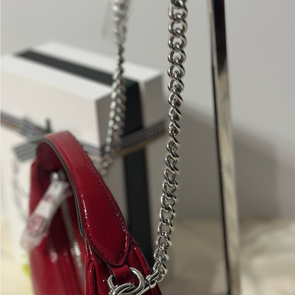 NWT Coach Carmen Mini Handbag Crossbody Bag Red Silver Zipper CW036 - Picture 9 of 15